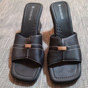 Women's Black Open Toe Slingbacks